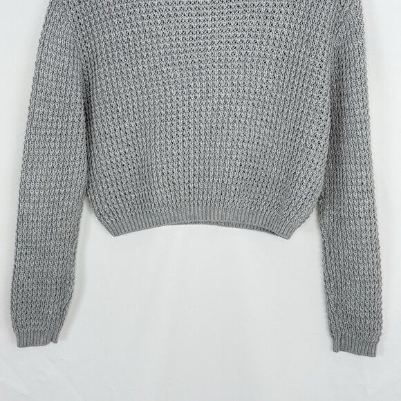 Pull and Bear Womens Small Gray Knit Ribbed Oversized Cropped Pullover Sweater - Picture 6 of 10